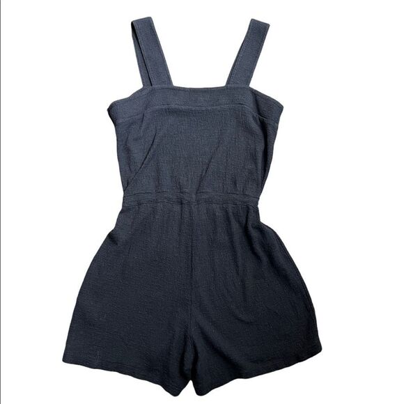 Madewell cotton Gauze Side Button Drawstring Shorts Romper Black - Picture 3 of 7